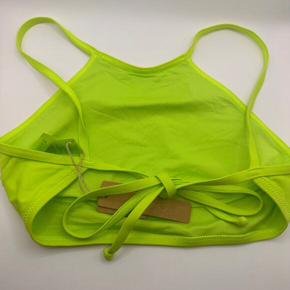 Skims Recycled Swim High Neck Top Neon Green String Bikini Top Size XS - Picture 4 of 5